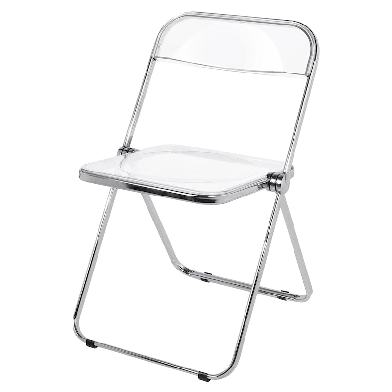 Transparent Acrylic Stackable Folding Dining Chair with Metal Frame