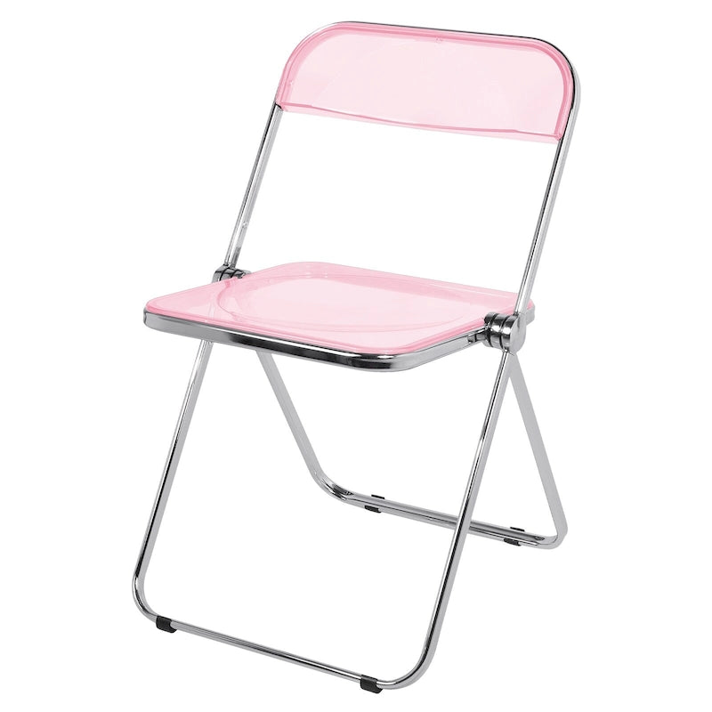 Transparent Acrylic Stackable Folding Dining Chair with Metal Frame