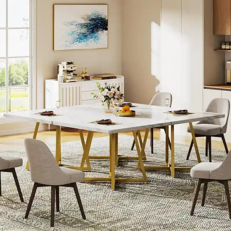 31.5 Inch Wood Square Dining Table with Black Metal Frame