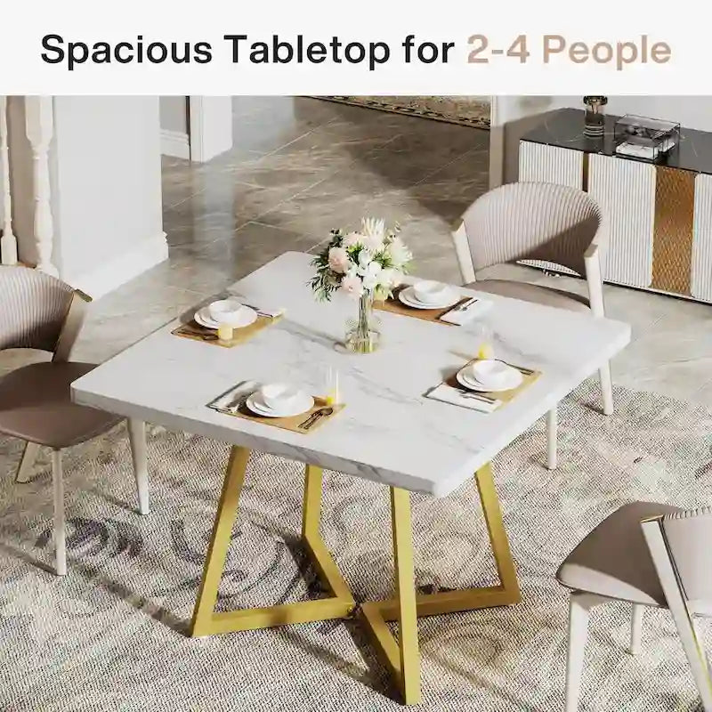 31.5 Inch Wood Square Dining Table with Black Metal Frame