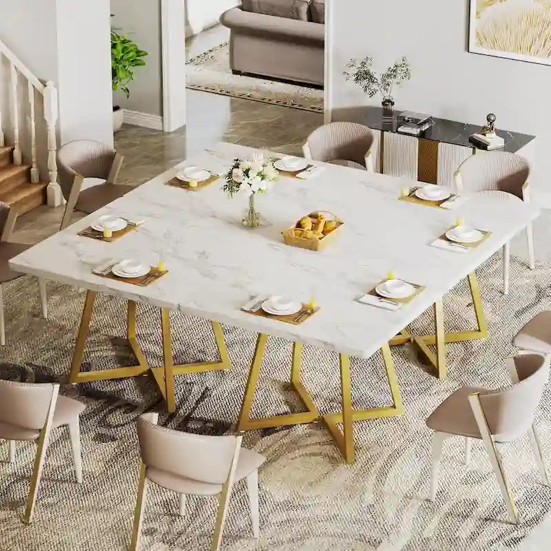 31.5 Inch Wood Square Dining Table with Black Metal Frame
