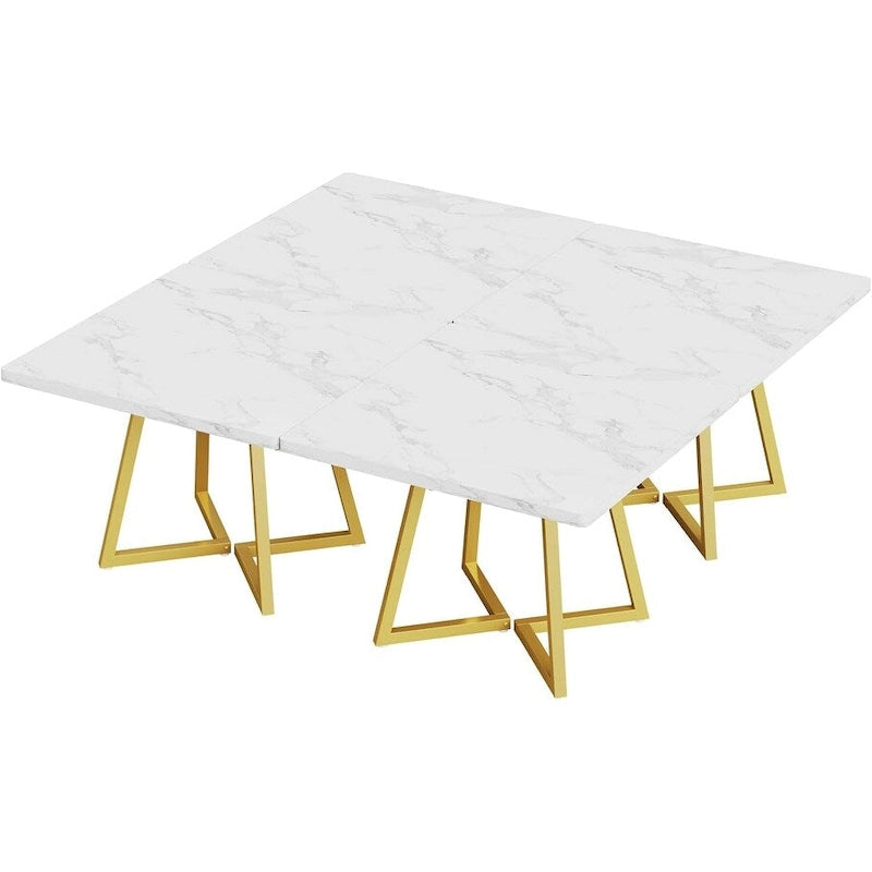 31.5 Inch Wood Square Dining Table with Black Metal Frame