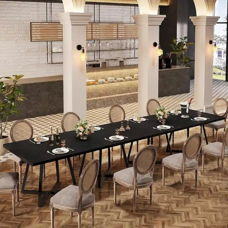 31.5 Inch Wood Square Dining Table with Black Metal Frame