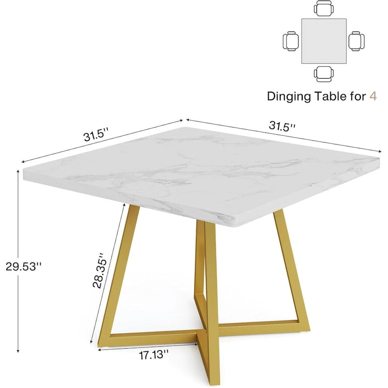 31.5 Inch Wood Square Dining Table with Black Metal Frame