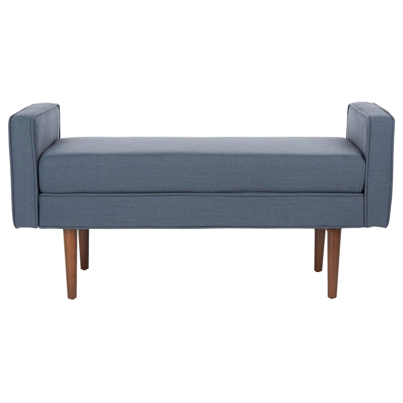 Mid-Century Modern Upholstered Bench with Armrests 25 Inch Height