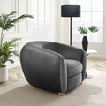 Performance Velvet Accent Armchair with Organic Lines and French Piping Detail