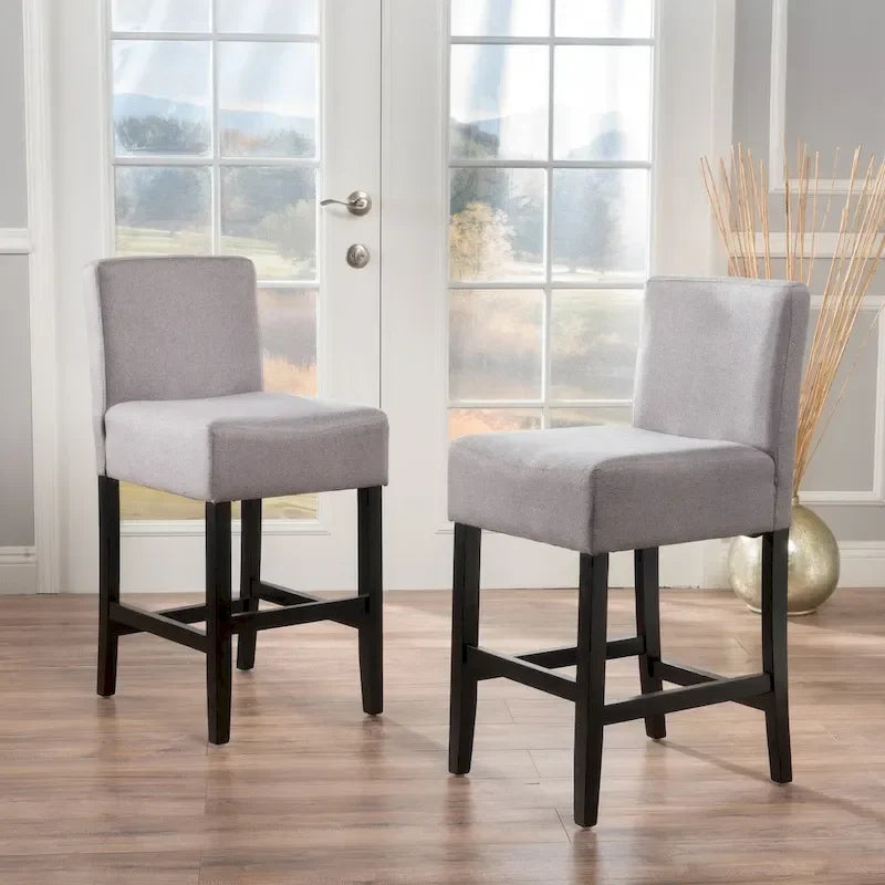 26-Inch Fabric Counter Stool Set of 2 Armless Kitchen Bar Stools with Foam Padded Seat