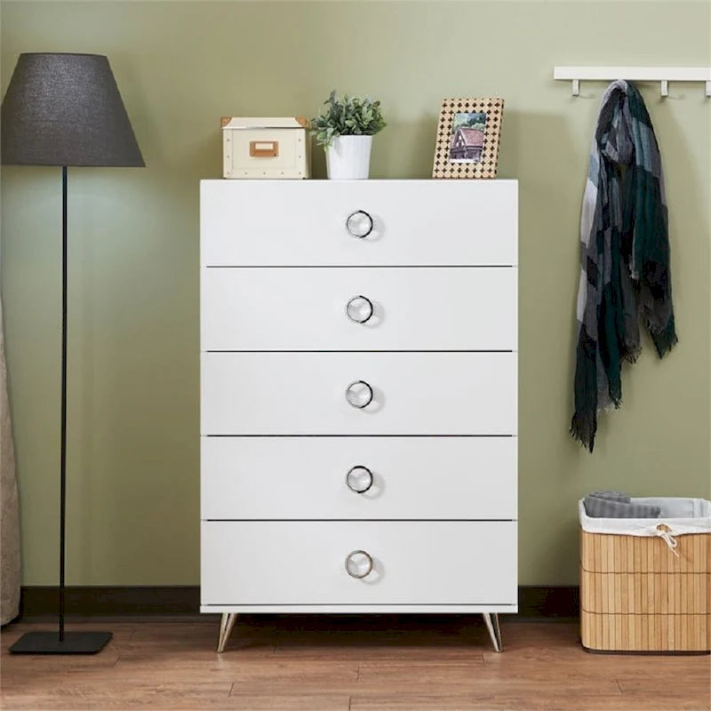 Modern Rectangular Wooden 5-Drawers Chest