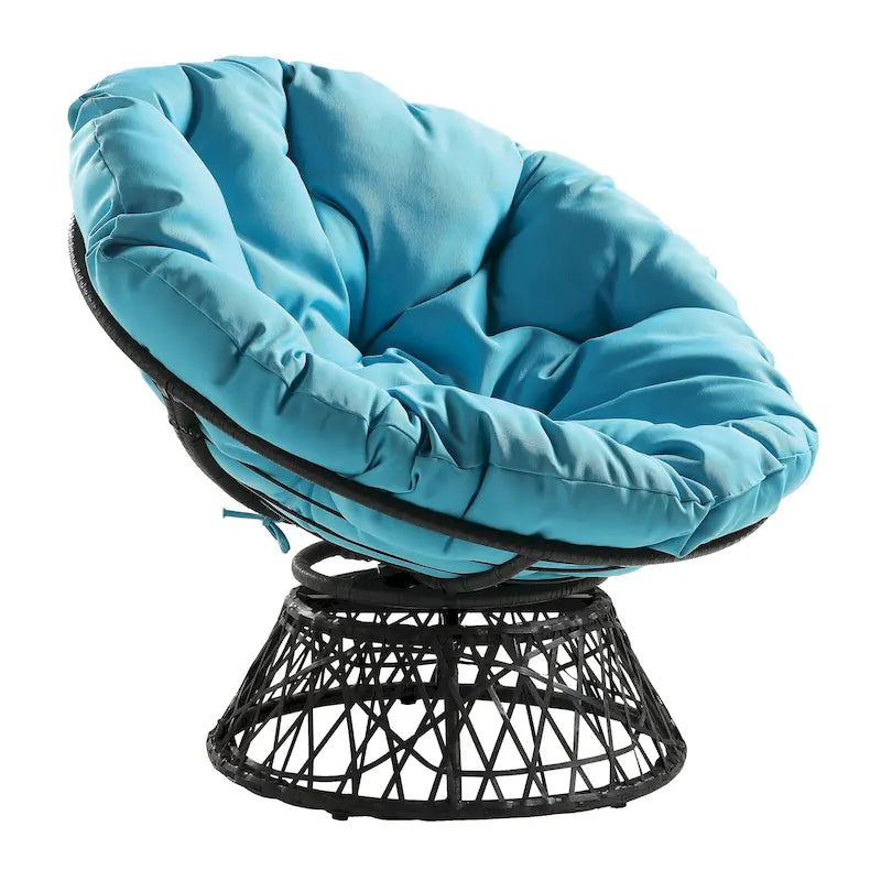 Modern Woven Wicker Papasan Chair with Cushion Bohemian Style