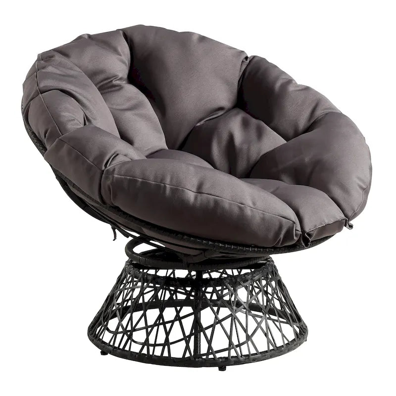 Modern Woven Wicker Papasan Chair with Cushion Bohemian Style