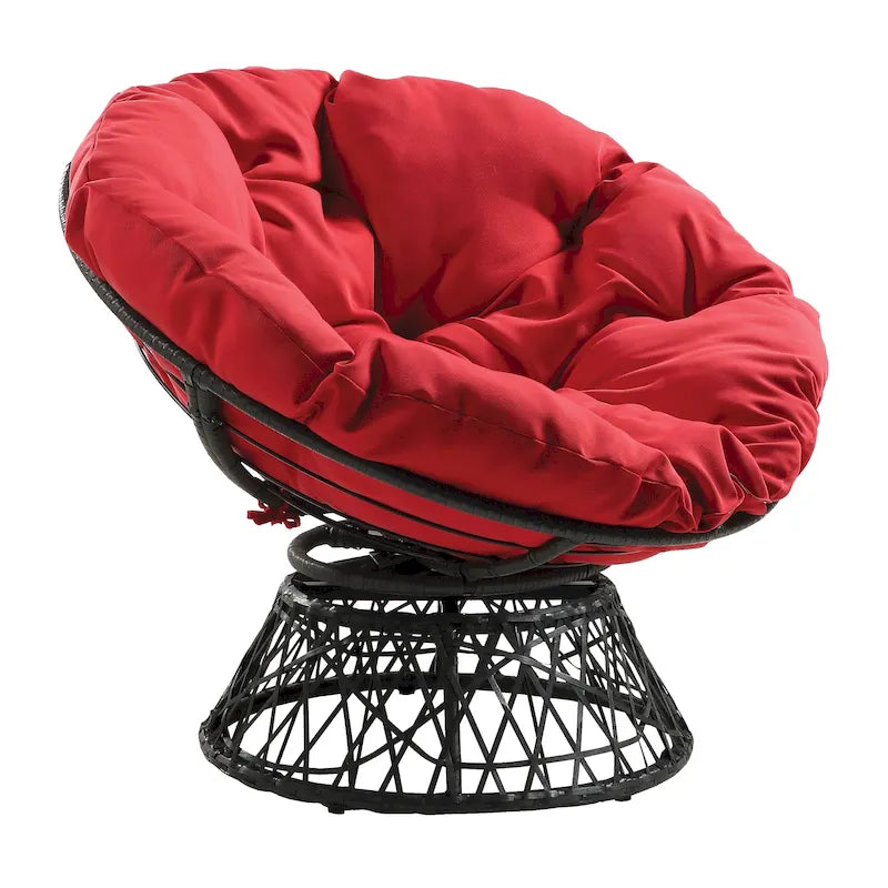 Modern Woven Wicker Papasan Chair with Cushion Bohemian Style
