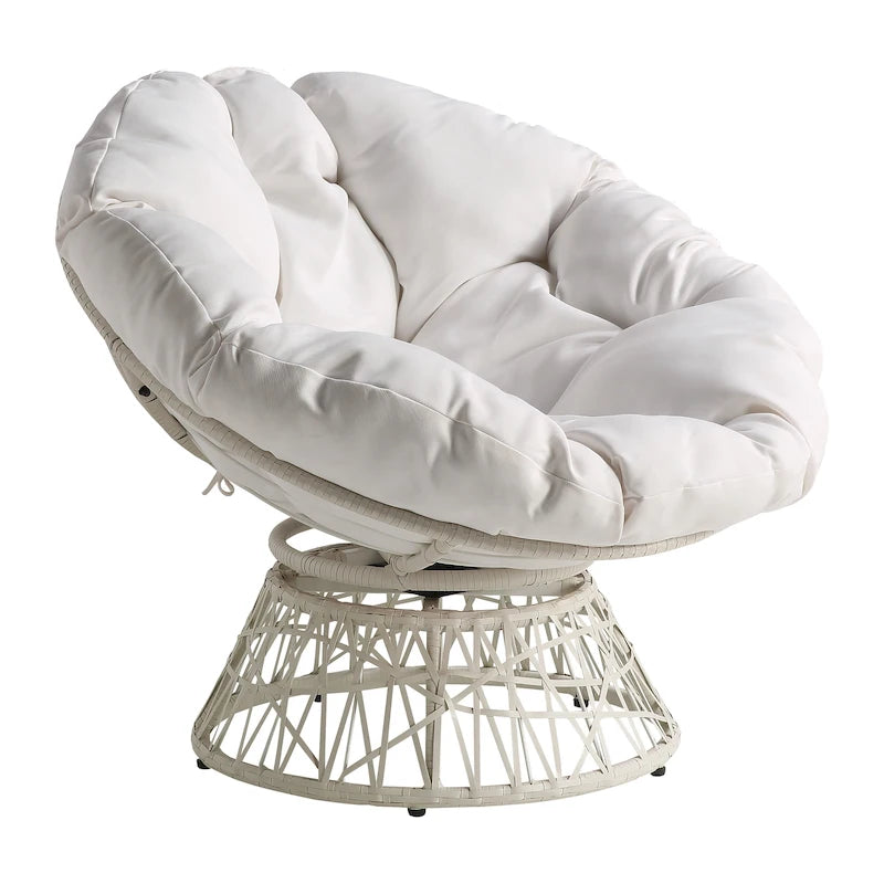 Modern Woven Wicker Papasan Chair with Cushion Bohemian Style
