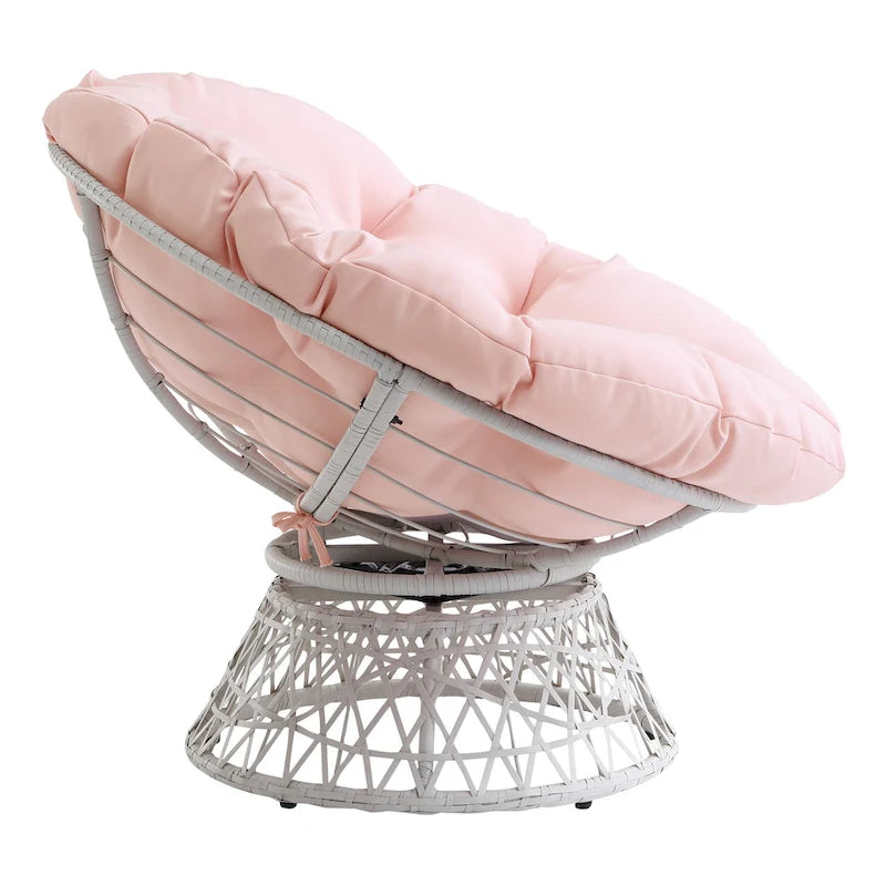 Modern Woven Wicker Papasan Chair with Cushion Bohemian Style