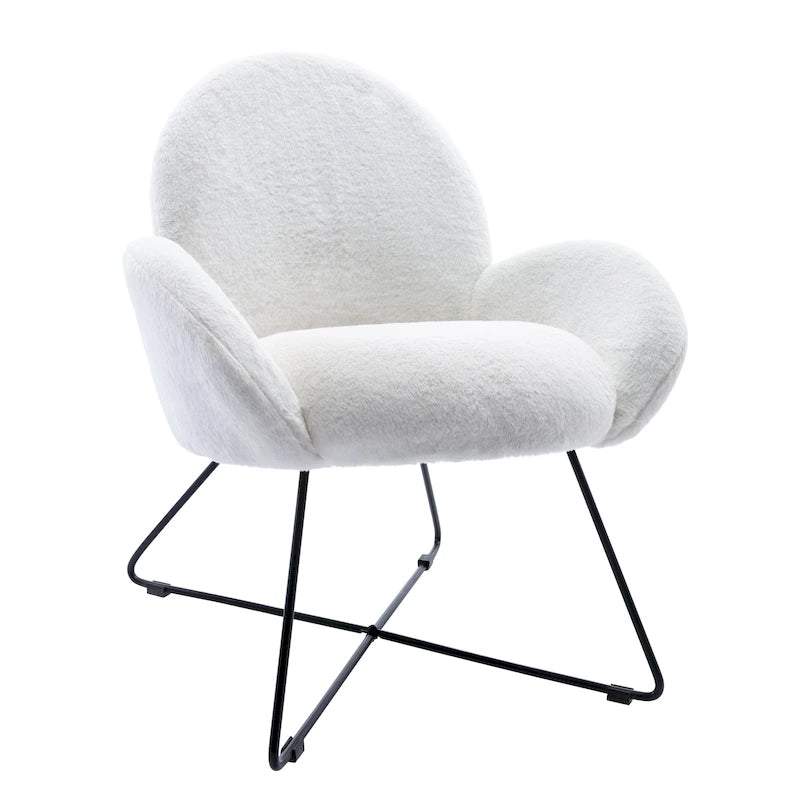 Modern Fleece Upholstered Accent Chair with Arms