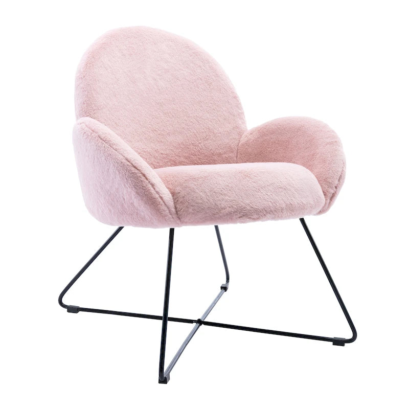 Modern Fleece Upholstered Accent Chair with Arms