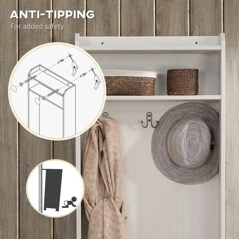 Rustic Hall Tree with Shoe Storage Bench Entryway Bench with Coat Rack