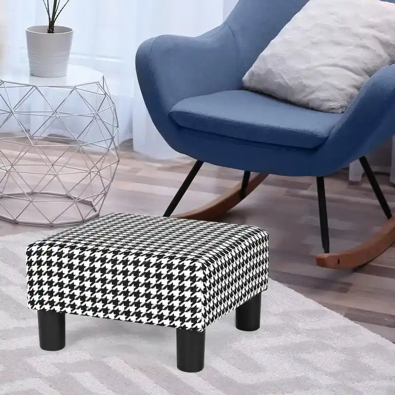 Small Square Footstool Ottoman Modern Fabric Footrest Stool