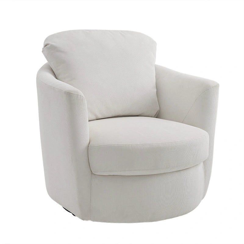 Modern Comfortable Corduroy Fabric Swivel Barrel Accent Chair