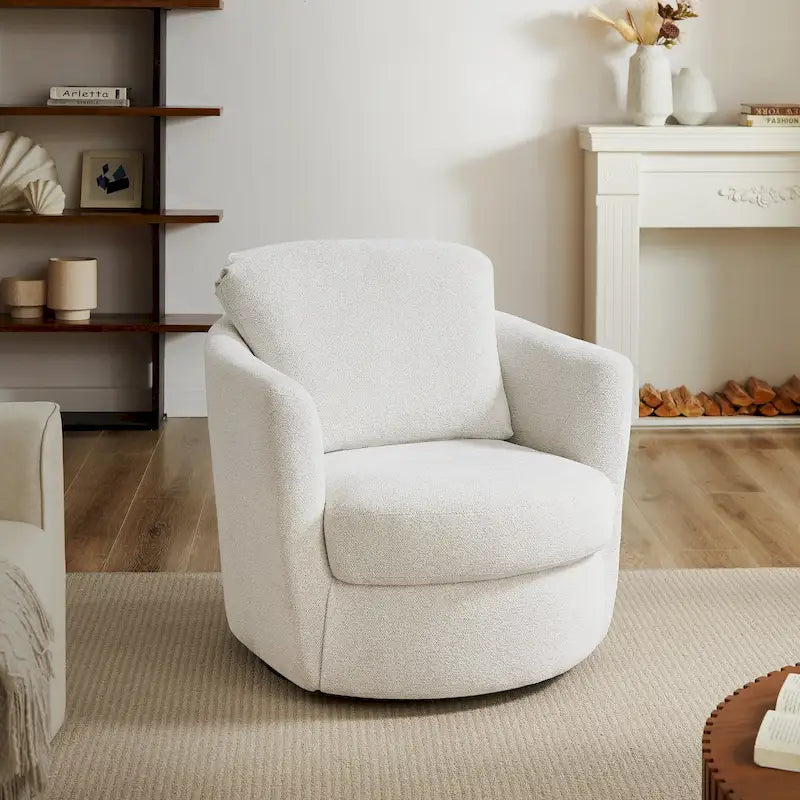 Modern Comfortable Corduroy Fabric Swivel Barrel Accent Chair