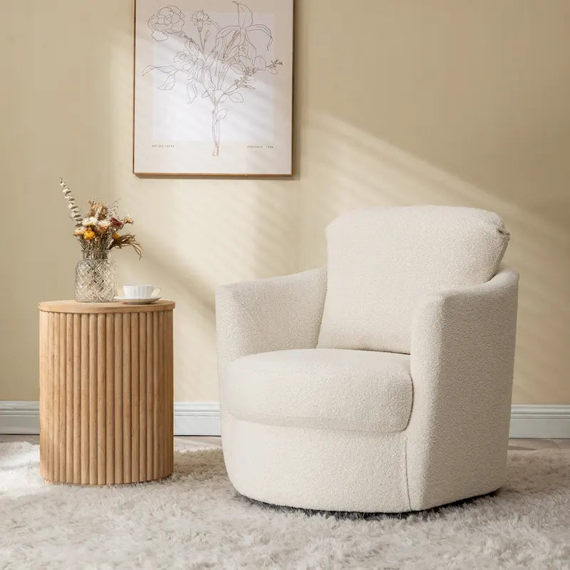 Modern Comfortable Corduroy Fabric Swivel Barrel Accent Chair