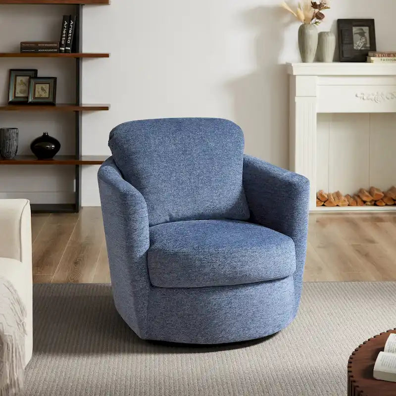 Modern Comfortable Corduroy Fabric Swivel Barrel Accent Chair