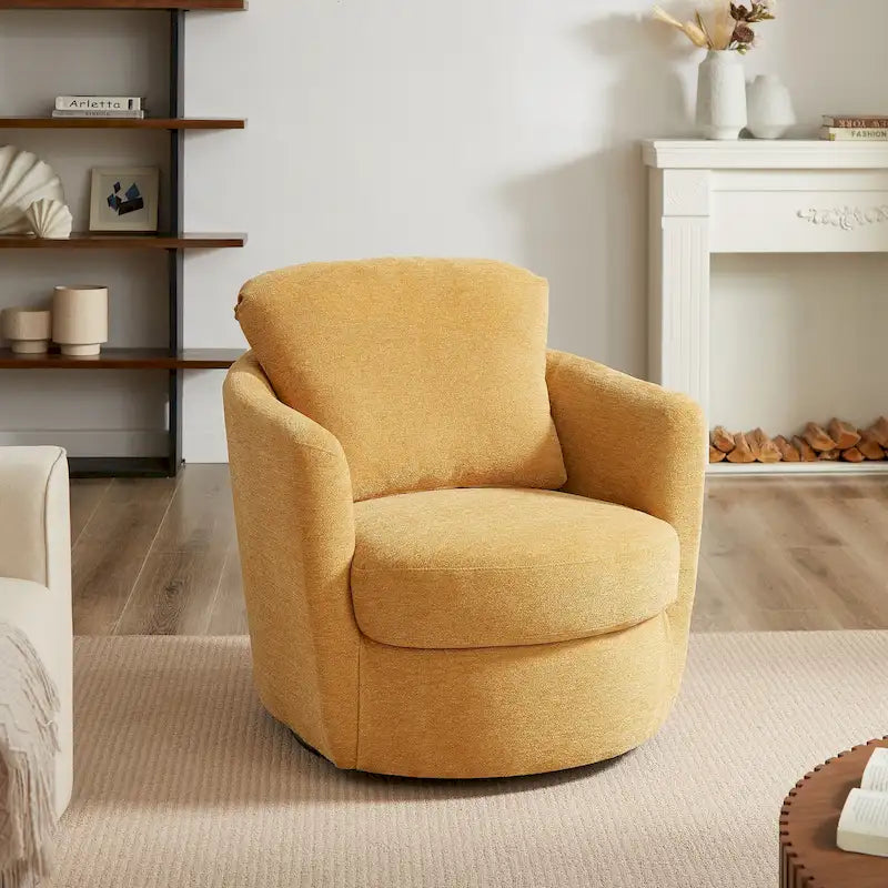 Modern Comfortable Corduroy Fabric Swivel Barrel Accent Chair