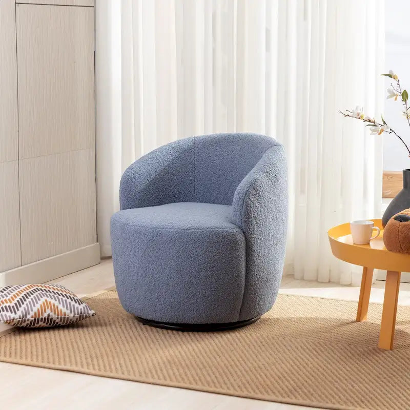 Swivel Accent Armchair Barrel Chair with Black Powder Coating Base