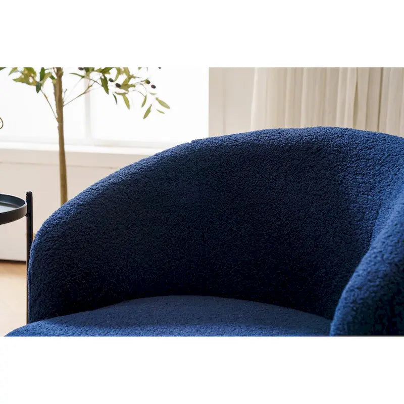 Swivel Accent Armchair Barrel Chair with Black Powder Coating Base