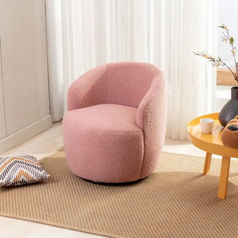 Swivel Accent Armchair Barrel Chair with Black Powder Coating Base
