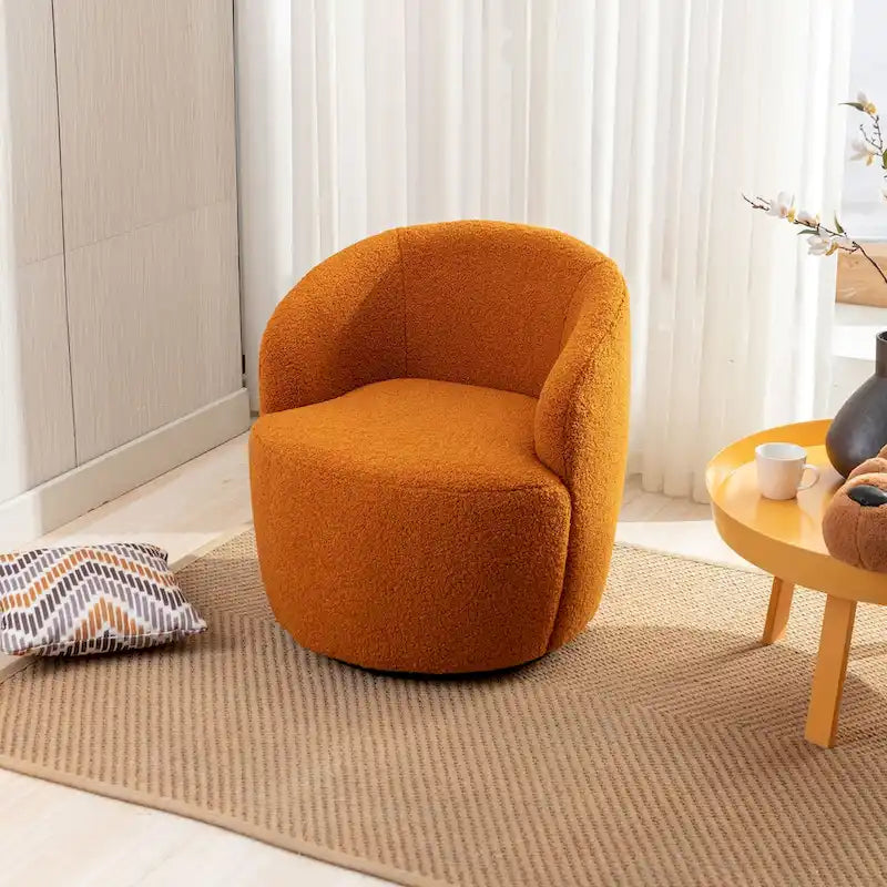 Swivel Accent Armchair Barrel Chair with Black Powder Coating Base