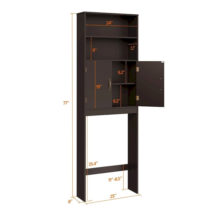 2-Shelf Bathroom Organizer Over The Toilet with Double Doors