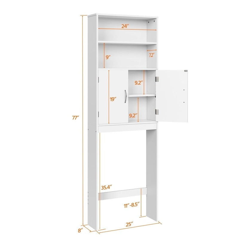 2-Shelf Bathroom Organizer Over The Toilet with Double Doors